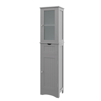 Tall Floor Storage Cabinet with 2 Doors and 1 Drawer for Bathroom, Gray - Gallery Canada