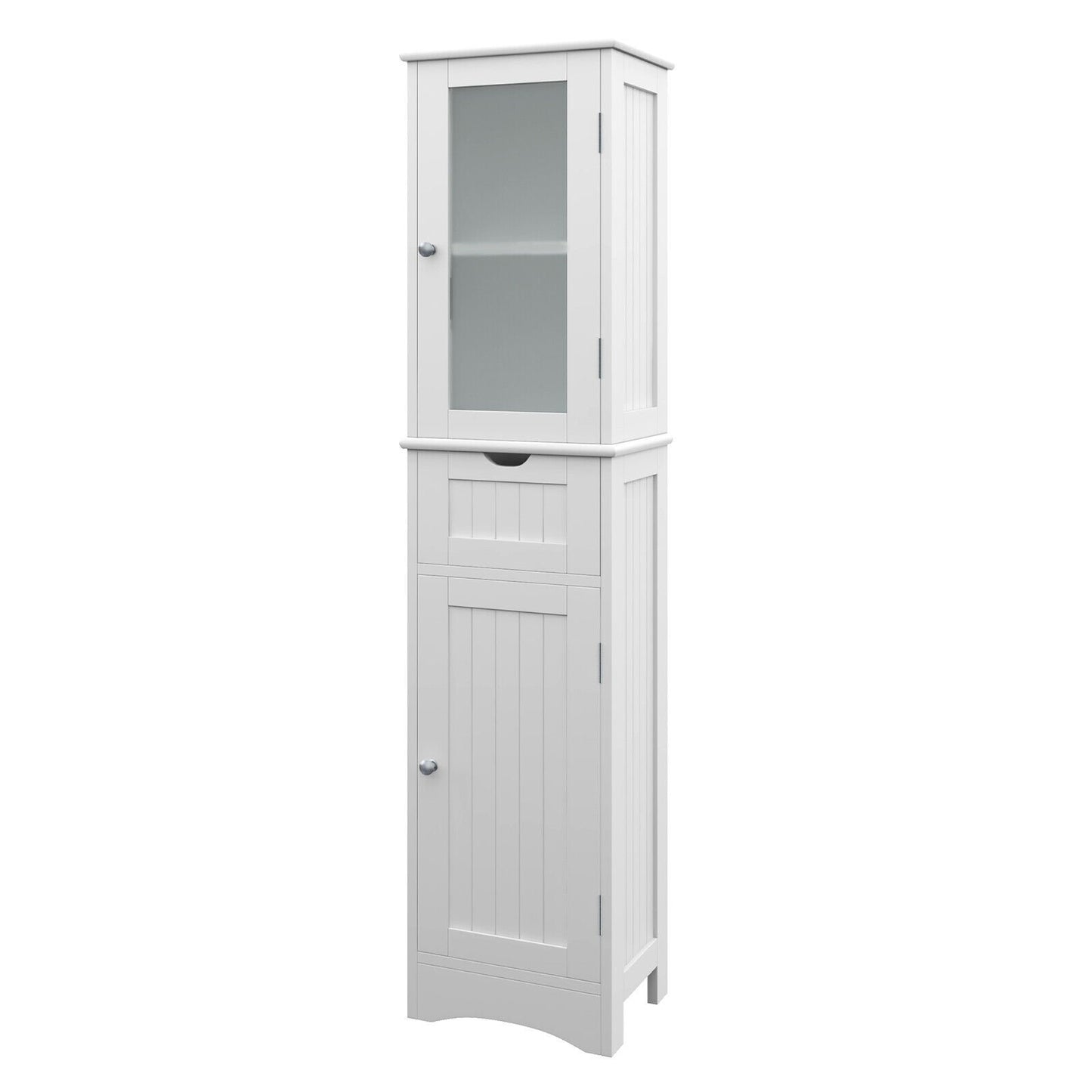Tall Floor Storage Cabinet with 2 Doors and 1 Drawer for Bathroom, White - Gallery Canada