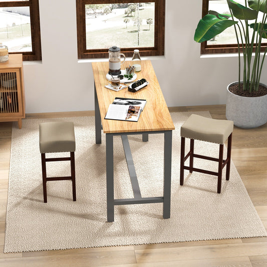 Set of 2 24 Inch Bar Stool with Curved Seat Cushions, Beige Bar Stools Beige at Gallery Canada