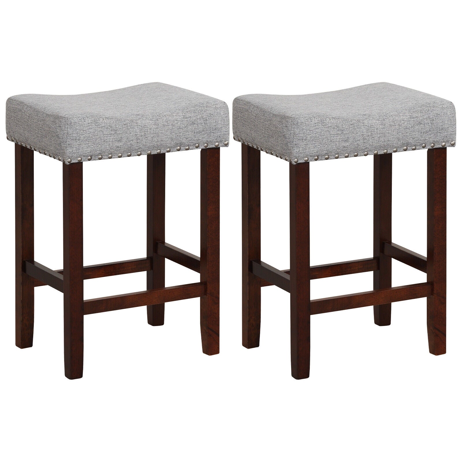 Set Of 2 25 Inch Bar Stool, Curved Seat Cushions, Gray Bar Stools Gray at Gallery Canada