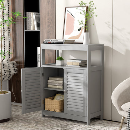 Freestanding Bathroom Floor Cabinet, Double Shutter Doors, Gray Floor Cabinets at Gallery Canada
