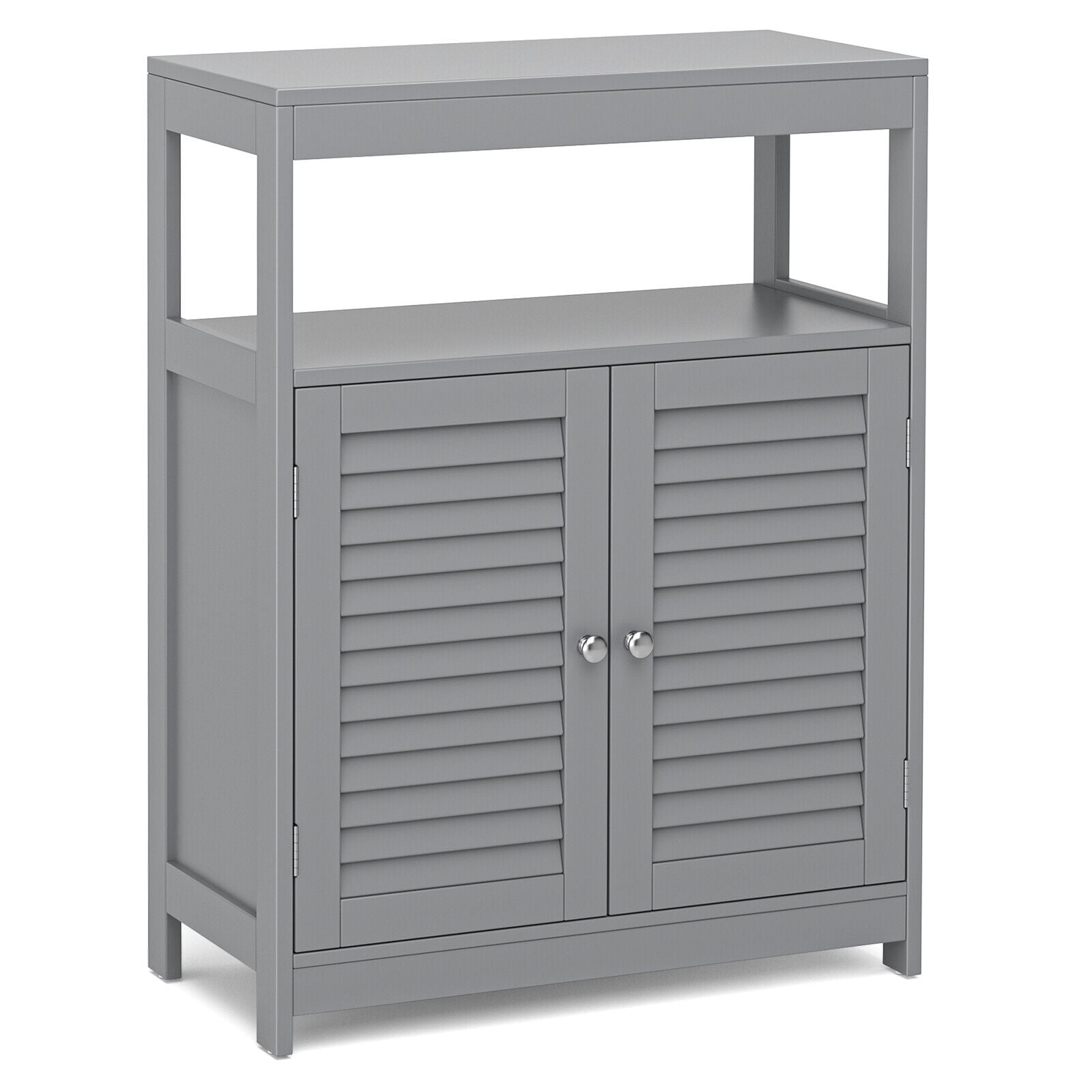 Freestanding Bathroom Floor Cabinet, Double Shutter Doors, Gray Floor Cabinets at Gallery Canada