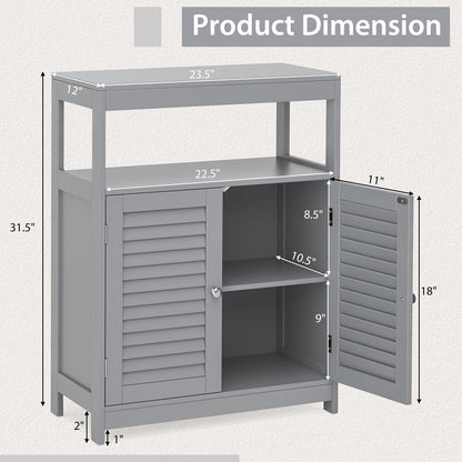 Freestanding Bathroom Floor Cabinet, Double Shutter Doors, Gray Floor Cabinets at Gallery Canada