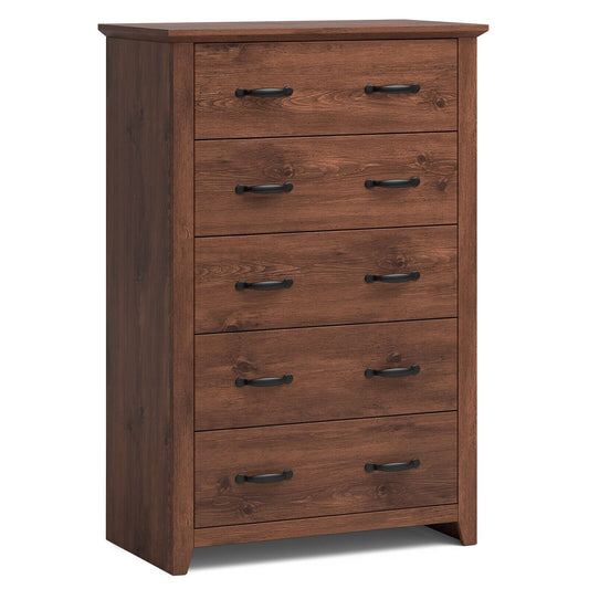 Tall Storage Dresser with 5 Pull-out Drawers for Bedroom Living Room, Walnut at Gallery Canada
