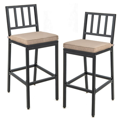 Patio Bar Chairs Set of 2, Detachable Cushion and Footrest, Black Bar Stools at Gallery Canada