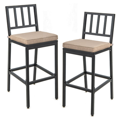 Set of 2 Patio Bar Chairs with Detachable Cushion and Footrest-Vertical Stripes, Black Bar Stools Vertical Stripes at Gallery Canada