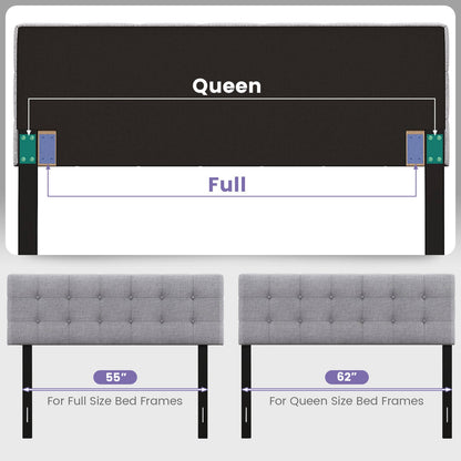 Linen Upholstered Headboard with Solid Rubber Wood Legs, Gray Headboards at Gallery Canada