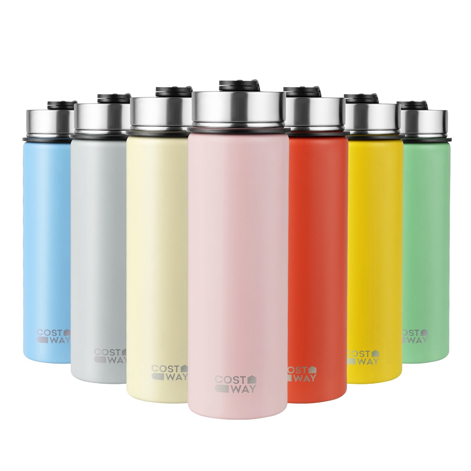 22 Oz Double-walled Insulated Stainless Steel Water Bottle with 2 Lids and Straw, Green Kitchen Utensils at Gallery Canada