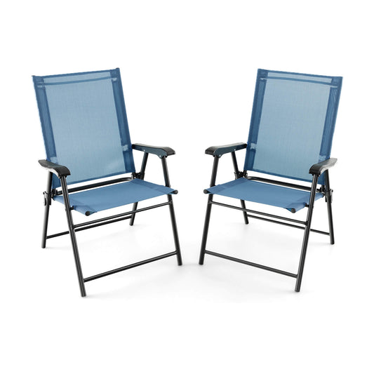 Patio Dining Chair With Armrests, Metal Frame, Blue Patio Dining Chairs Blue at Gallery Canada