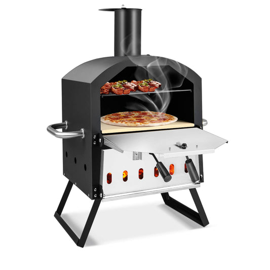 Outdoor Pizza Oven, Anti-Scalding Handles, Foldable Legs, Black Outdoor Grills Black at Gallery Canada