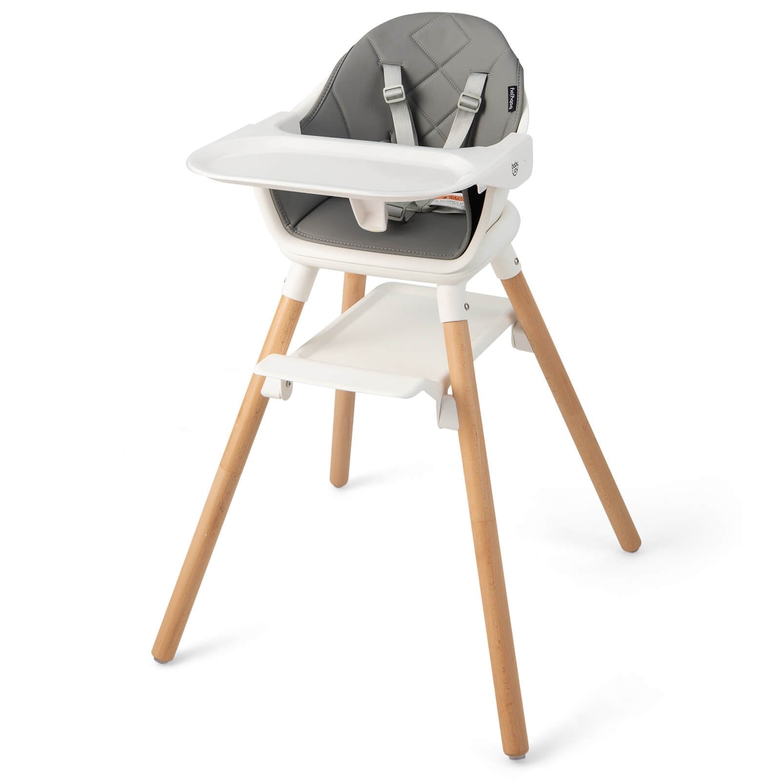 6 in 1 Convertible Highchair with Safety Harness and Removable Tray, White High Chairs at Gallery Canada
