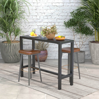 48/55 Inch Outdoor Bar Table with Waterproof Top and Heavy-duty Metal Frame-M, Black Patio Dining Tables at Gallery Canada