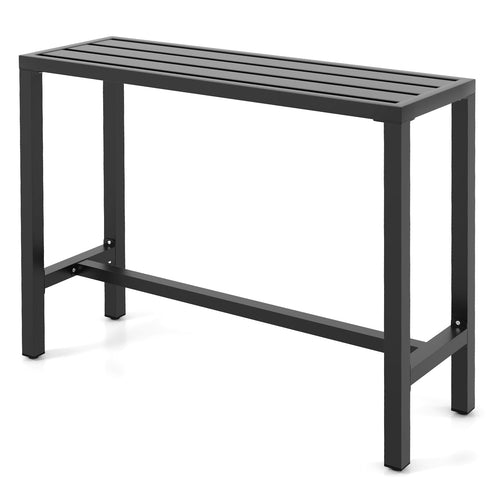 48/55 Inch Outdoor Bar Table, Waterproof Top, Heavy-Duty Metal Frame, M, Black