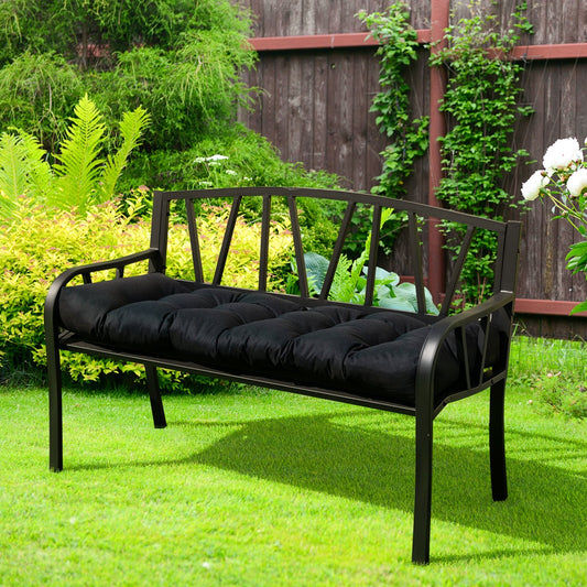 Indoor Outdoor Tufted Bench Cushion with Soft PP Cotton, Black - Gallery Canada