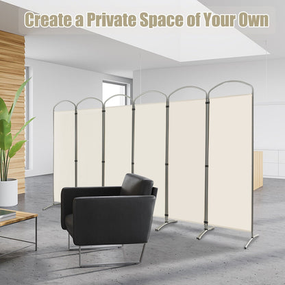 6 Feet 6-Panels Freestanding Folding Privacy Screen, White Room Dividers at Gallery Canada