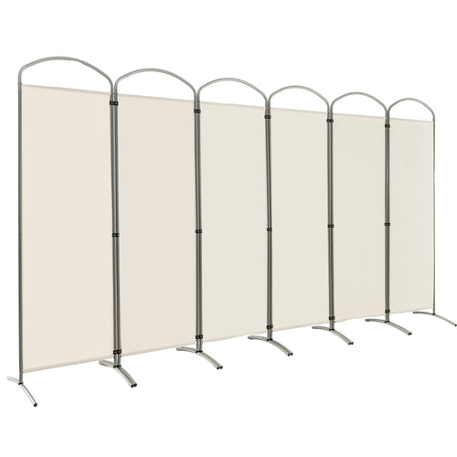 6 Feet 6-Panel Freestanding Folding Privacy Screen, White