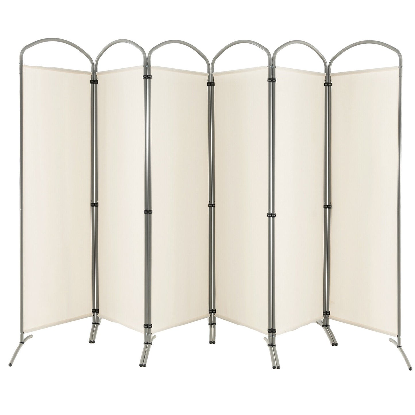6 Feet 6-Panels Freestanding Folding Privacy Screen, White Room Dividers at Gallery Canada