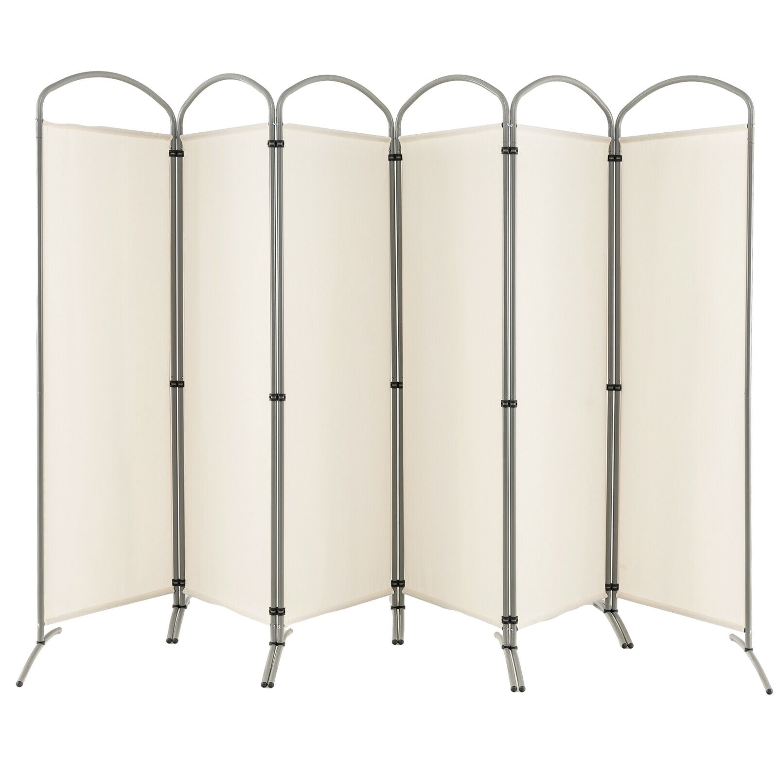 6 Feet 6-Panels Freestanding Folding Privacy Screen, White Room Dividers at Gallery Canada