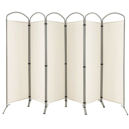 6 Feet 6-Panels Freestanding Folding Privacy Screen, White Room Dividers at Gallery Canada
