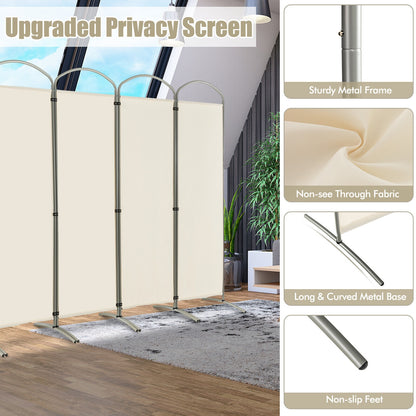 6 Feet 6-Panels Freestanding Folding Privacy Screen, White Room Dividers at Gallery Canada