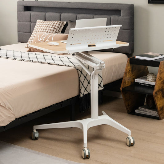 Height Adjustable Mobile Standing Desk with Detachable Holde, Natural - Gallery Canada
