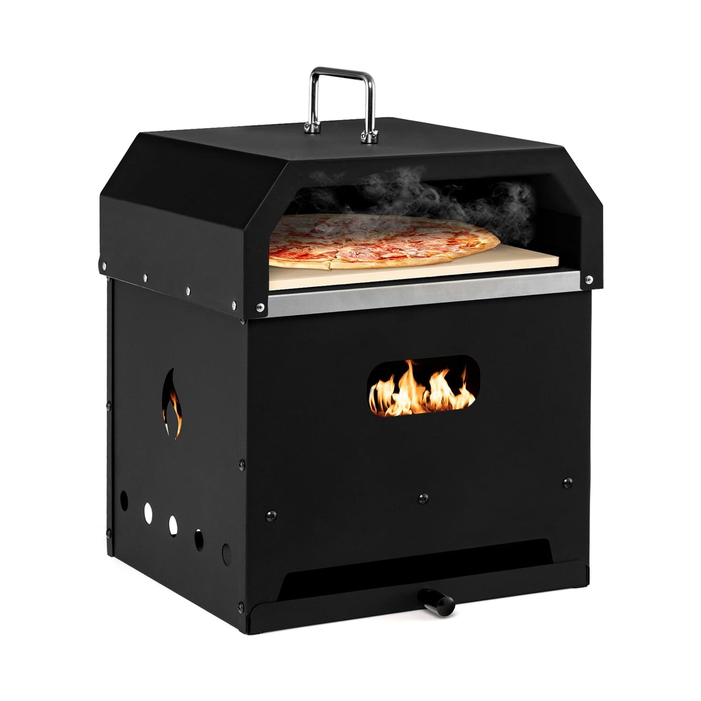 4-In-1 Outdoor Portable Pizza Oven, 12 Inch Pizza Stone, Black Outdoor Grills Black at Gallery Canada