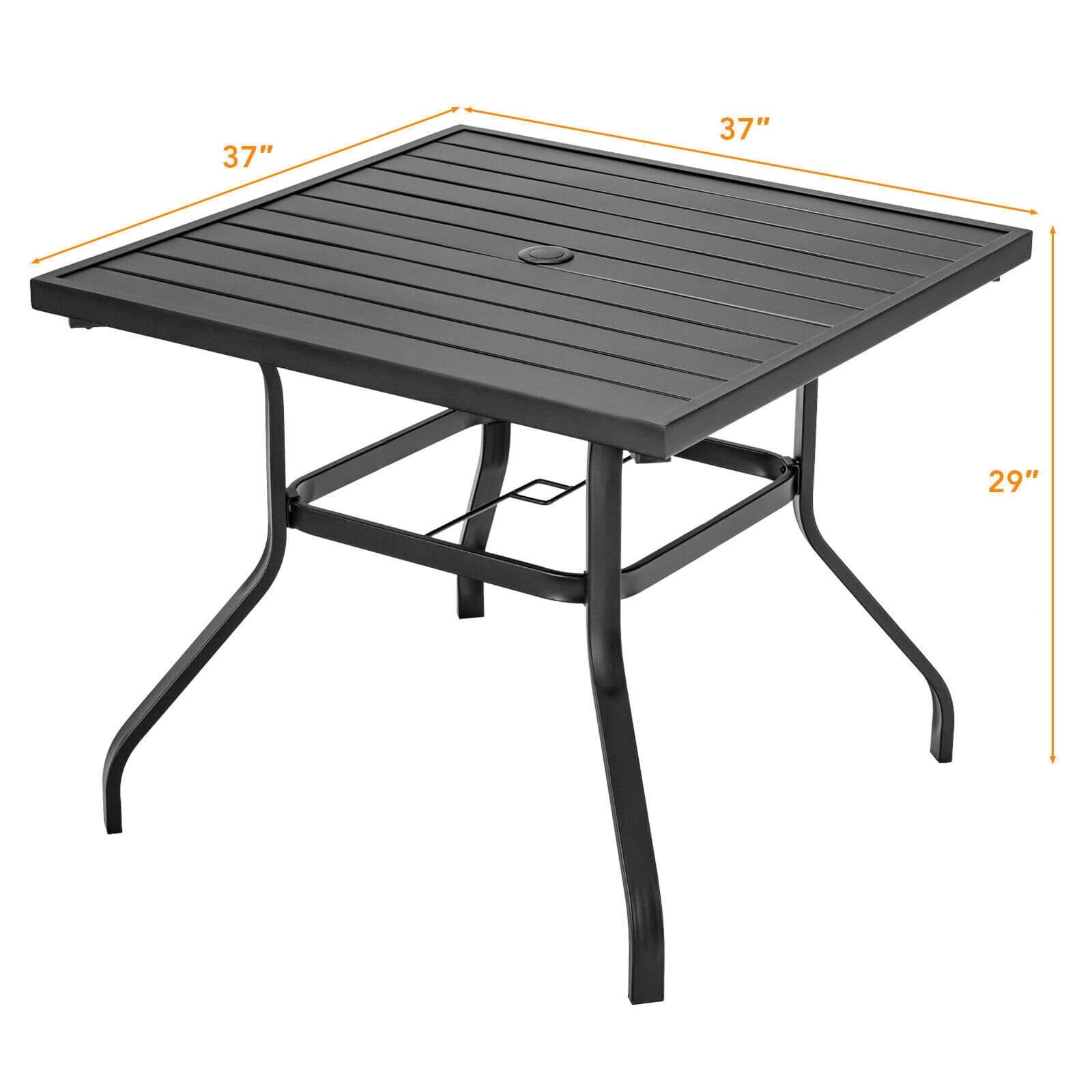37 Inch Square Patio Dining Table with Umbrella Pole Hole, Black - Gallery Canada