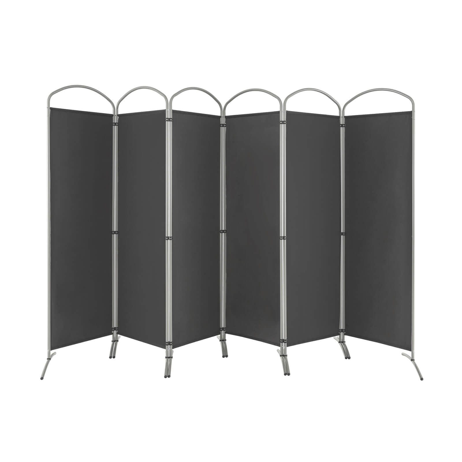 6 Feet 6-Panel Freestanding Folding Privacy Screen, Gray Room Dividers at Gallery Canada
