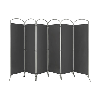 6 Feet 6-Panel Freestanding Folding Privacy Screen, Gray Room Dividers at Gallery Canada