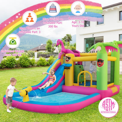 Inflatable Bounce Castle with Long Water Slide and 735W Blower, Multicolor - Gallery Canada