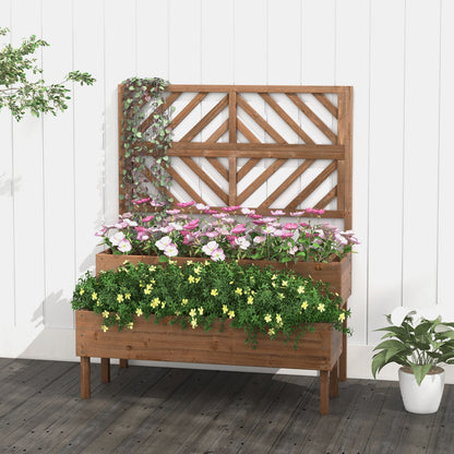 2-Tier Raised Garden Bed With Trellis, Brown Raised Garden Beds at Gallery Canada