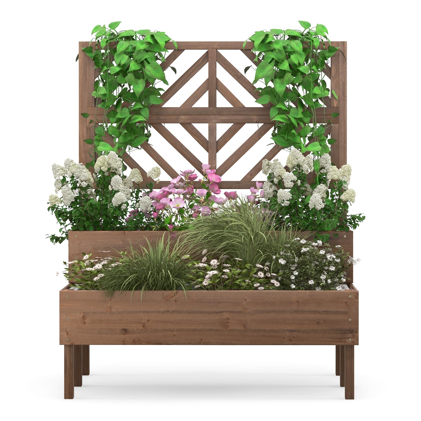 2-Tier Raised Garden Bed With Trellis, Brown Raised Garden Beds at Gallery Canada