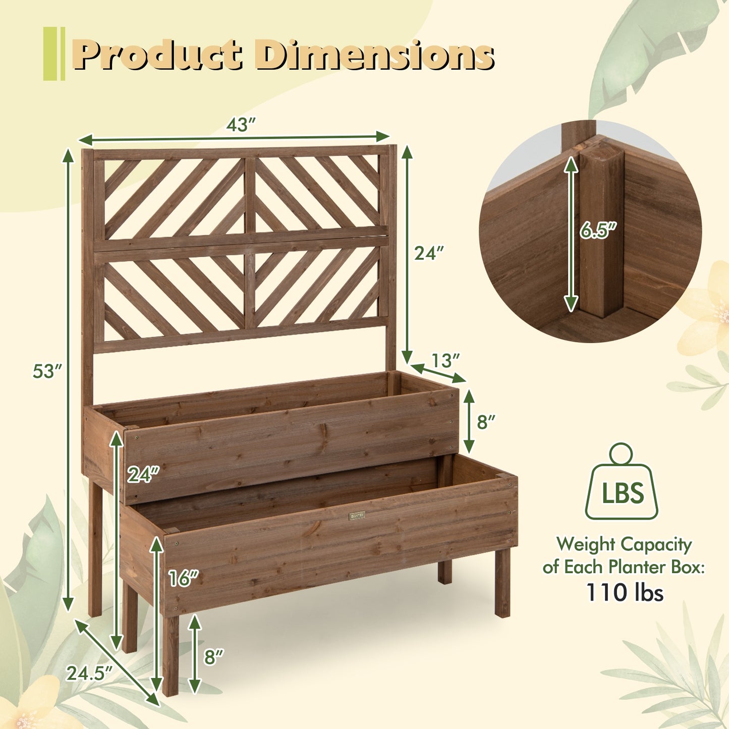 2-Tier Raised Garden Bed With Trellis, Brown Raised Garden Beds at Gallery Canada