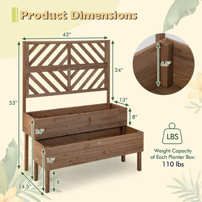 2-Tier Raised Garden Bed With Trellis, Brown Raised Garden Beds at Gallery Canada