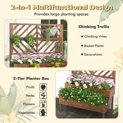 2-Tier Raised Garden Bed With Trellis, Brown Raised Garden Beds at Gallery Canada