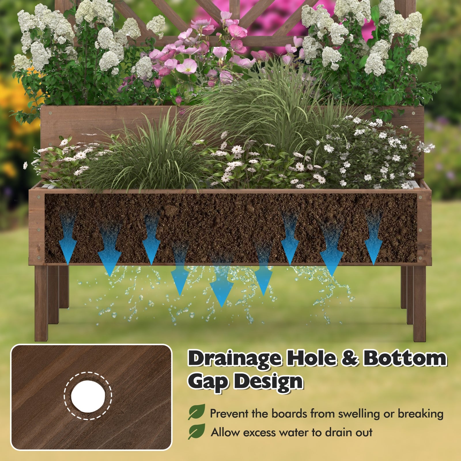 2-Tier Raised Garden Bed With Trellis, Brown Raised Garden Beds at Gallery Canada