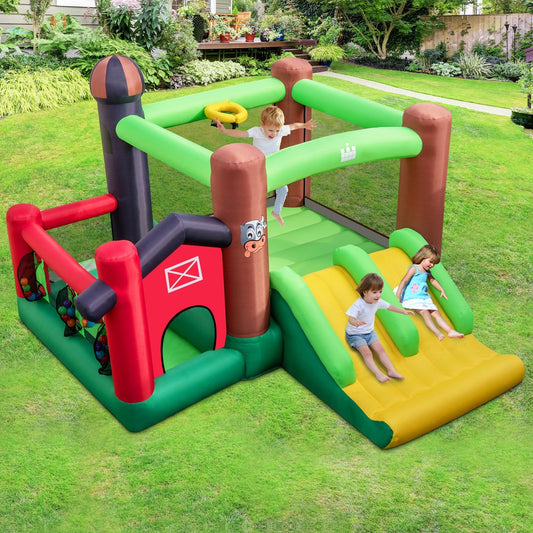 6-in-1 Inflatable Bounce House with Double Slides without 735W Blower - Gallery Canada