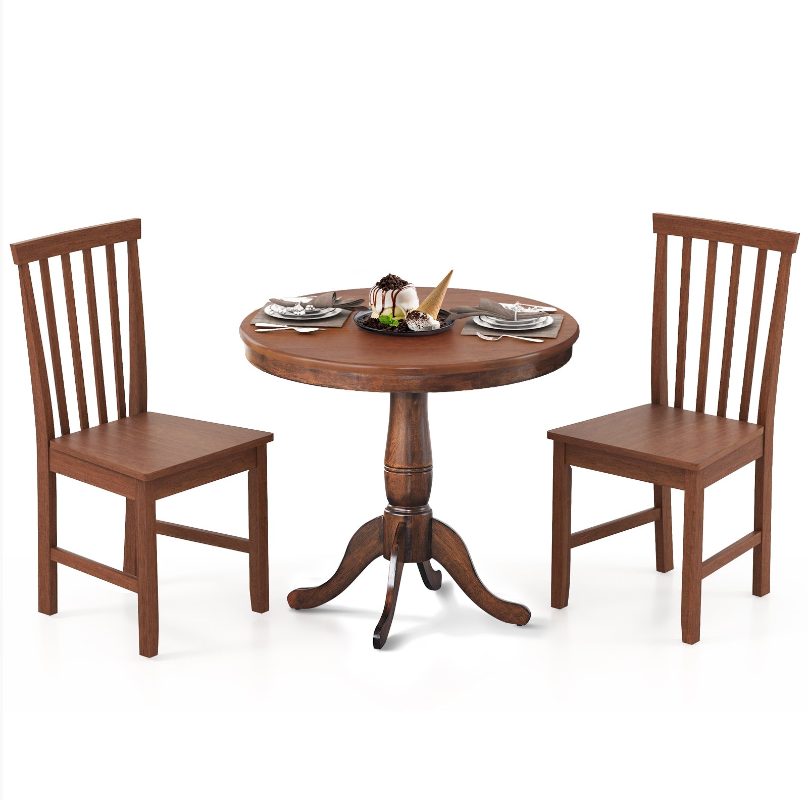 3 Pieces Wooden Dining Table and Chair Set for Cafe Kitchen Living Room, Walnut Dining Room Sets at Gallery Canada