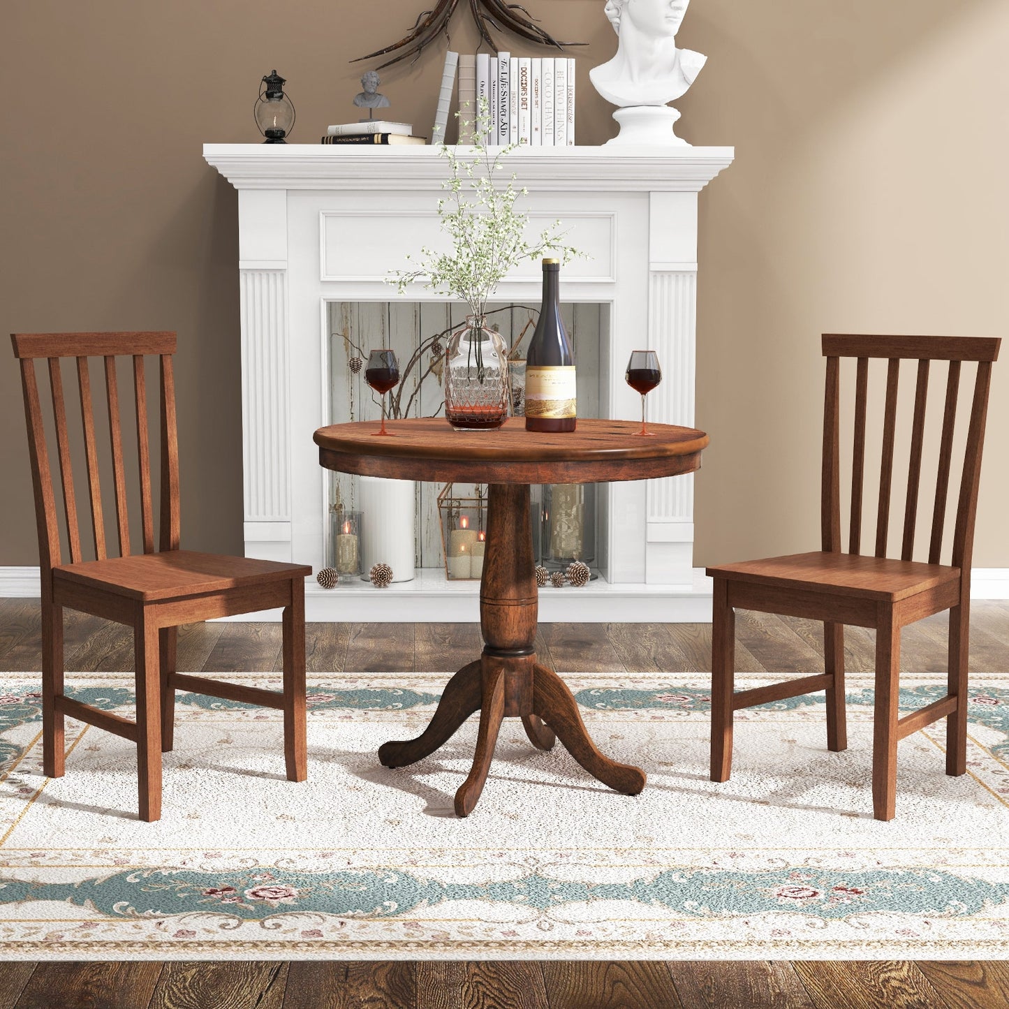 3 Pieces Wooden Dining Table and Chair Set for Cafe Kitchen Living Room, Walnut Dining Room Sets at Gallery Canada