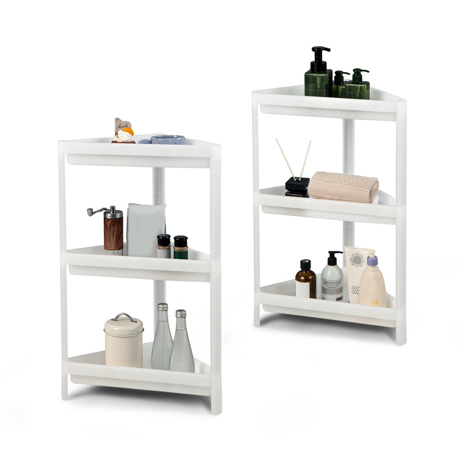 2 Pack 3-Tier Detachable Floor Corner Shower Shelf with Drainage Holes, White Kitchen Organization White at Gallery Canada