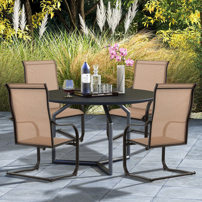 2 Pieces C-Spring Motion Patio Dining Chairs with Breathable Fabric, Brown Patio Dining Chairs at Gallery Canada