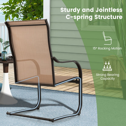 2 Pieces C-Spring Motion Patio Dining Chairs with Breathable Fabric, Brown Patio Dining Chairs at Gallery Canada