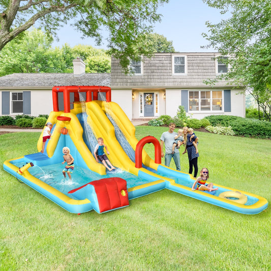 7-in-1 Inflatable Dual Slide Water Park Bounce House With 750 Blower, Multicolor - Gallery Canada