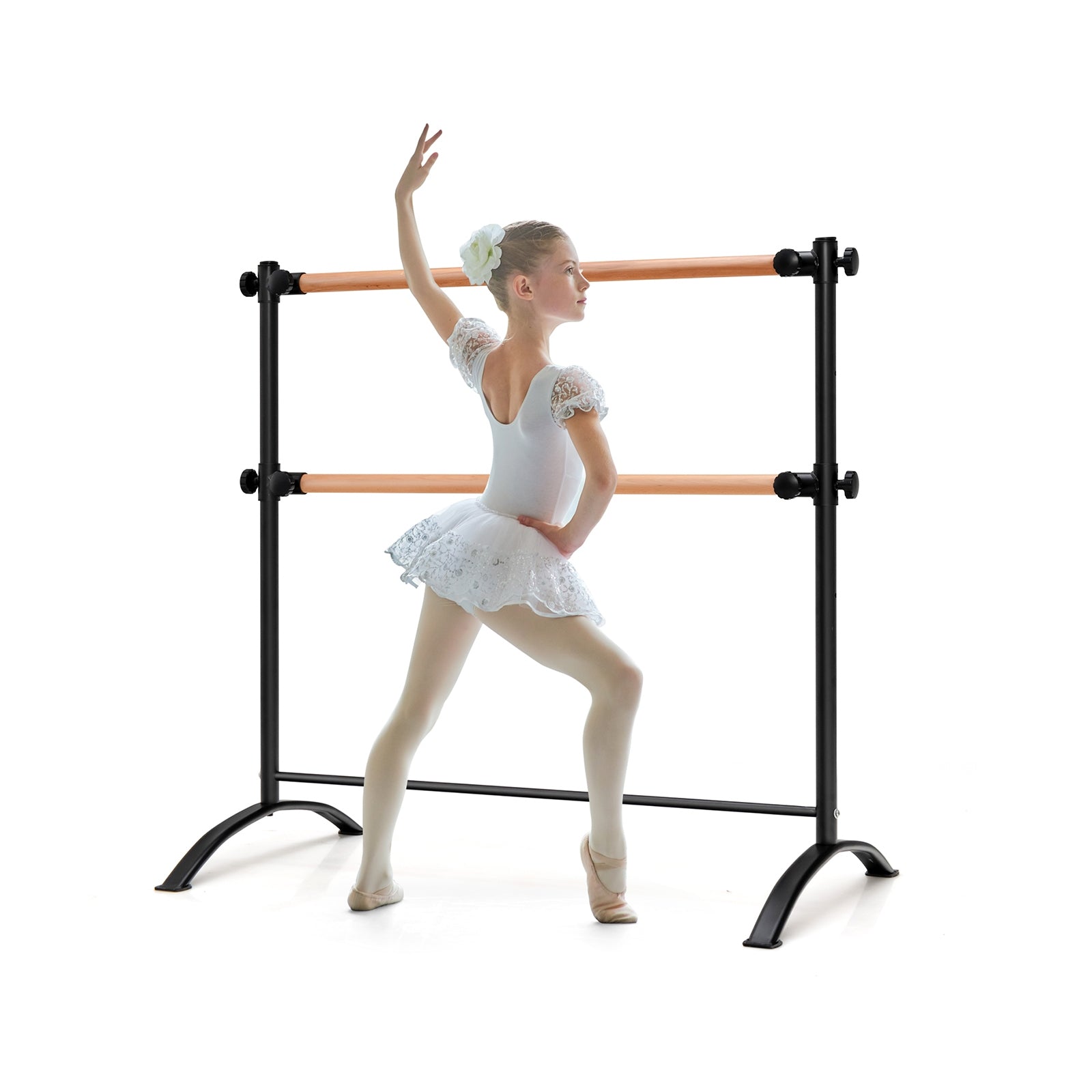 4 Foot Portable Freestanding Double Ballet Barre, Black Toy Sports Black at Gallery Canada