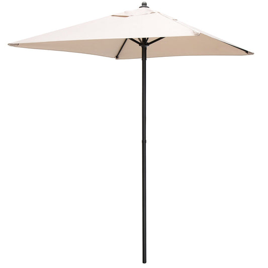 5 Feet Patio Square Market Table Umbrella Shelter with 4 Sturdy Ribs, Beige - Gallery Canada