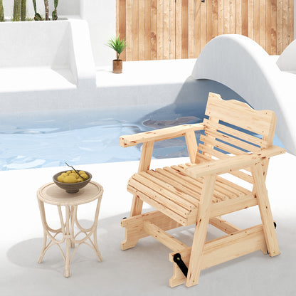Outdoor Wood Rocking Chair, High Back, Widened Armrests, Brown Patio Rocking Chairs & Gliders at Gallery Canada