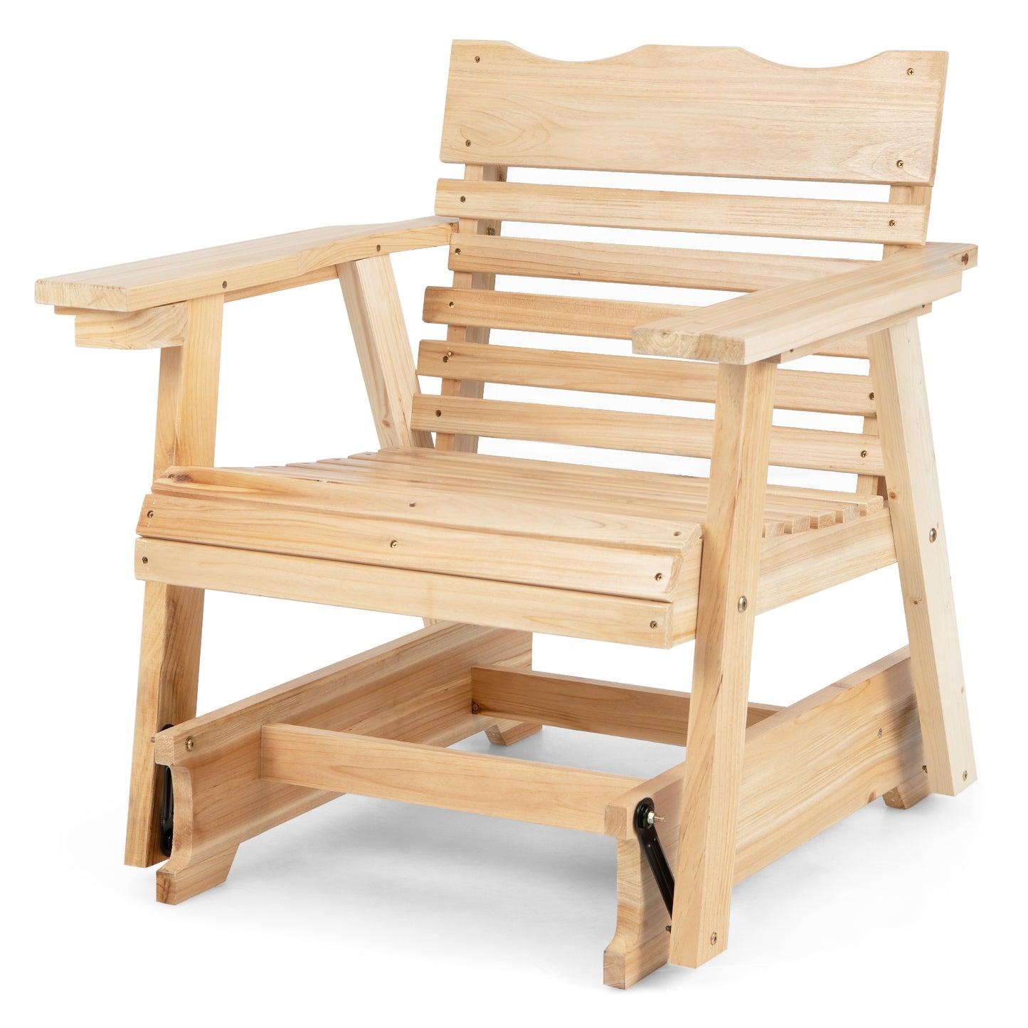 Outdoor Wood Rocking Chair, High Back, Widened Armrests, Brown Patio Rocking Chairs & Gliders Brown at Gallery Canada