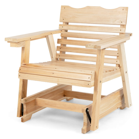 Outdoor Wood Rocking Chair, High Back, Widened Armrests, Brown Patio Rocking Chairs & Gliders Brown at Gallery Canada