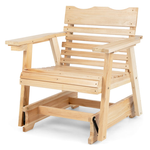 Outdoor Wood Rocking Chair, High Back, Widened Armrests, Brown