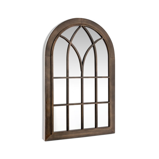 3-Layered Arched Mounted Mirror for Vanity Bedroom Entryway, Brown at Gallery Canada